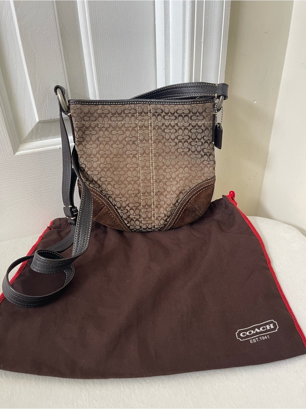 Coach Vintage Tan Brown Signature Crossbody Bag